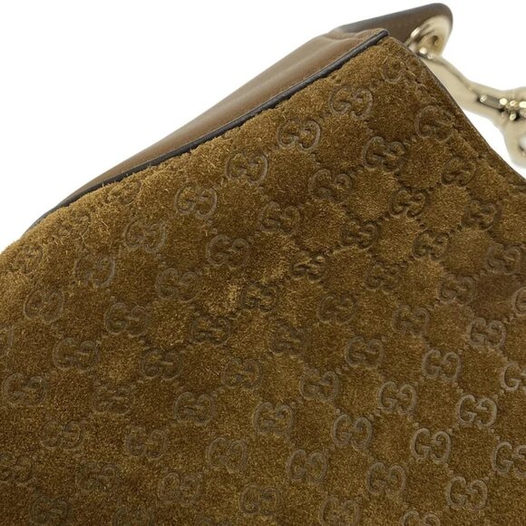 Auth GUCCI Micro GG 815923 Brown Suede Leather - Shoulder Bag - Picture 12 of 16
